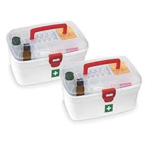 Milton Medical Box Set of 2 | Emergency Medical Box |Portal Box | Medicine Storage Box | BPA Free | Emergency Cabinet Organizer | Detachable Tray Medical Box | Medicine Organizer | Indoor Outdoor Medical Utility