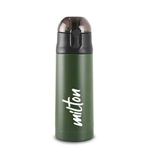 Milton New Crown 400 Thermosteel Hot or Cold Water Bottle 350 ml Green