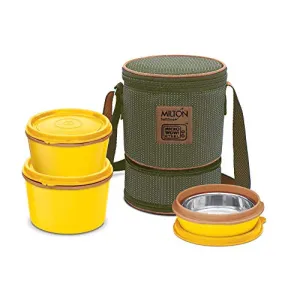 Milton Flexi 2+1 Inner Stainless Steel Lunch Box with Jacket Set of 3 (Yellow)