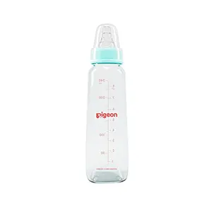 Pigeon Glass Baby Feeding Bottle With Added Nipple L For 9+ Month BabiesBPS FreeBPA FreeWith Add Nipple L Pale Blue 240 ml