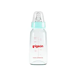 PIGEON Feeding Bottle for Baby Glass Feeding Bottle 120ML (Pale Blue) with ADD Nipple S