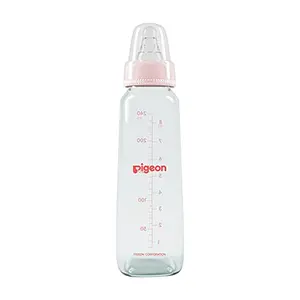 PIGEON Feeding Bottle Glass Feeding Bottle 240ML (Pink) with ADD Nipple M