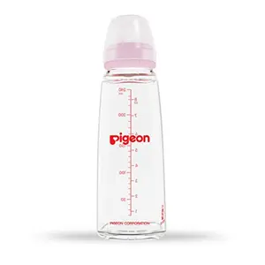Pigeon Baby Feeding Bottle Glass Feeding 240ml Bottle with Add Nipple Large Pink