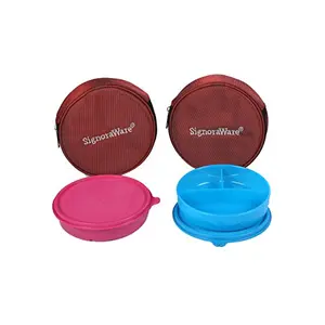 Signoraware Mini Meal Lunch Box with Bag Set 550ml Set of 2 Multicolour
