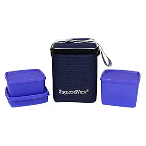 Signoraware Director Special Medium Lunch Box with Bag Violet