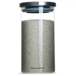 Signoraware Trison Round Borosilicate Glass Jar 1300ml Set of 1 Clear