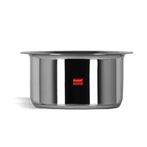 Sumeet Stainless Steel Induction Bottom (Encapsulated Bottom) Induction & Gas Stove Friendly Container/Tope/Cookware with Lid Size No.12 (1.7 LTR)