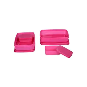 Signoraware Easy Plastic Lunch Box Set 1 L Set of 2 Pink