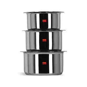 Sumeet Stainless Steel Cookware Set With Lid 1.7-2.8L 3 Piece (Steel)