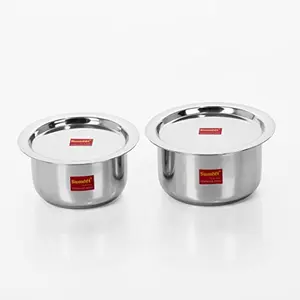 Sumeet Stainless Steel Cookware Set With Lid 2 Piece (Steel)