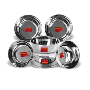 Sumeet Stainless Steel Solid Bowl Set/Wati Set - 200 ml 6 Pcs Silver