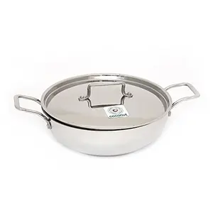 Coconut Stainless Steeel Kadai with Lid - Thick Triply Bottom (Sandwich Bottom) with Lid - 1 Unit - Capacity - 2000ML