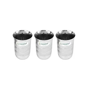 Coconut Stainless Steel A3 Water Glasses - Set of 3 - Capacity 320ML Each Glass