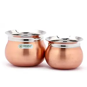 Coconut Stainless Steel Tomato FC Copper Handi/Cookware (Without Handle & Lid) - 2 Unit - (Capacity -550 & 800ML)