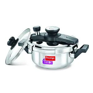 Prestige Clip-on Mini Induction Base Stainless Steel Pressure Cooker with Lid 2 Litre Metallic Silver