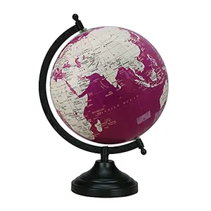 13.5" Miniature dark pink Dollhouse Globe World Earth Green Ocean Car Office Table Decor By Globes Hub-Perfect for Home, Office & Classroom