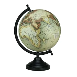 12" Rotating Beige Color Globe Table Decor Ocean Geographical Earth Desktop Globe By Globes Hub-Perfect for Home, Office & Classroom