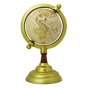 8.5" Unique Antiique Look Beige Mini Rotating Desktop Globe World Earth Beige Ocean Geography Table Decor By Globes Hub-Perfect for Home, Office & Classroom