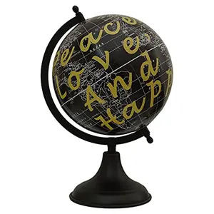 12.7" Unique Antiique Look Black Big Decorative Home Decor Rotating Globe World Geography Black Ocean Earth By Globes Hub-Perfect for Home, Office & Classroom