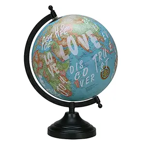13.5" Unique Antiique Look Rotating Globe Table Decor Ocean Geographical Earth Desktop Home Decore By Globes Hub-Perfect for Home, Office & Classroom