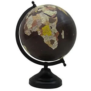 11 to 12" Brown Unique Antiique Look Decorative Desktop Rotating Ocean Globe Geography Earth Globes Table Decor By Globes Hub-Perfect for Home, Office & Classroom