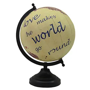 11 to 12" Unique Antiique Look Beige Rotating World Globe With Text Decorative Office Table Home Decor Globes By Globes Hub-Perfect for Home, Office & Classroom