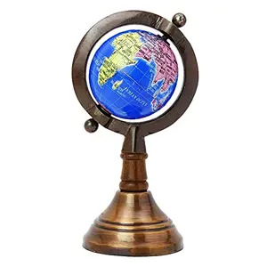 Blue Unique Antiique Look MiniRotating Desktop Globe Blue Ocean World Earth Geography Table Decor 6" By Globes Hub-Perfect for Home, Office & Classroom