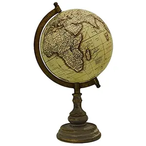 12" Beige Decorative Unique Antiique Look Rotating World Globe Desktop Atlas Perfect for Geographical National By Globes Hub-Perfect for Home, Office & Classroom