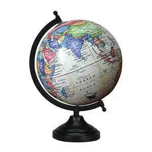 13" Globe Rotating White Ocean World Decorative Geography Earth Home Decor - Perfect for Home, Office & Classroom By Globes Hub