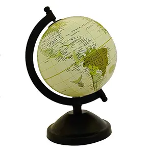 8.5" Unique Antiique Look Beige Mini Desktop Rotating Globe World Earth Geography Globes Ocean Table Decor By Globes Hub-Perfect for Home, Office & Classroom