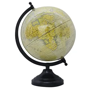 12" Unique Antiique Look Off WhiteDecorative Desktop Rotating Ocean Globe Geography Earth Globes Table Decor By Globes Hub-Perfect for Home, Office & Classroom
