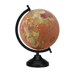 13.5" Rotating Globe Orange Color Table Decor Ocean Desktop Globe Geographical Earth - Perfect for Home, Office & Classroom By Globes Hub