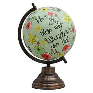 12.7" Unique Antiique Look Light Green Big Decorative Desktop Globe Rotating Floral Globes Home Office Table Decor By Globes Hub-Perfect for Home, Office & Classroom