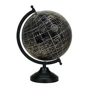 12.5" Rotating Desktop Globe Black Color Globe Table Decor Ocean Geographical Earth - Perfect for Home, Office & Classroom By Globes Hub