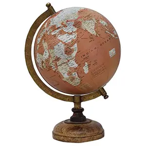 13.5" Decorative Desktop Rotating Globe Black Ocean World Earth Office Table Decor By Globes Hub-Perfect for Home, Office & Classroom