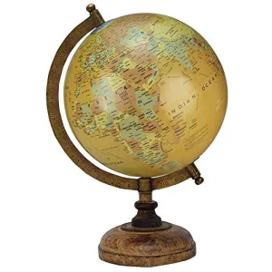 12.5" Rotating Desktop Globe Orange Color Globe Table Decor Ocean Geographical Earth By Globes Hub-Perfect for Home, Office & Classroom