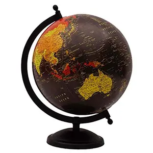 11" Desktop Rotating Black Ocean Globe World Earth Geography Gift Table Decor By Globes Hub-Perfect for Home, Office & Classroom