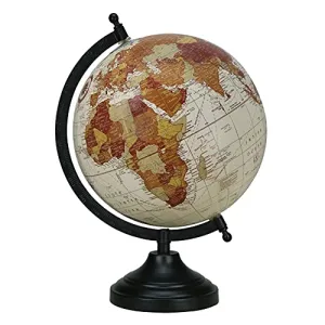 12.5" Rotating Globe White Color Table Decor Ocean Desktop Globe Geographical Earth By Globes Hub-Perfect for Home, Office & Classroom