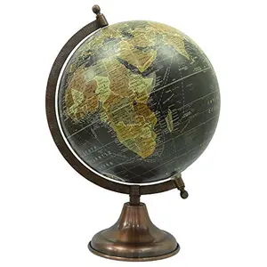12 to 13" Desktop black Rotating Decorative Ocean World Globe Geography Earth Table Decor - Perfect for Home, Office & Classroom By Globes Hub