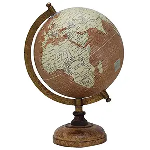 13.5" Brown Rotating Globe Table Decor Ocean Geographical Earth Desktop Home Decore By Globes Hub-Perfect for Home, Office & Classroom