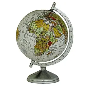 12.3" Unique Antiique Look Off WhiteDesktop Rotating Globe World Earth White Ocean Geography Table Decor By Globes Hub-Perfect for Home, Office & Classroom
