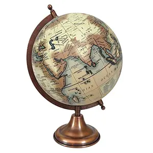 12 to 13" World Ocean Globe cream & brown Desktop Decorative Rotating Geography Earth Table Decor - Perfect for Home, Office & Classroom By Globes Hub
