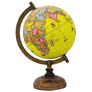 11.3" Desktop Rotating World Globe Earth Yellow Ocean Geography Table Decor - Perfect for Home, Office & Classroom By Globes Hub