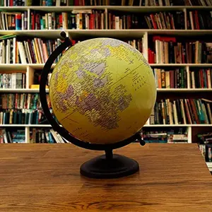 10.7" Desktop Rotating Yellow Ocean Globe World Earth Geography Gift Table Decor By Globes Hub-Perfect for Home, Office & Classroom
