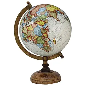 13.5" Rotating White Color Globe Table Decor Ocean Desktop Globe Geographical Earth - Perfect for Home, Office & Classroom By Globes Hub
