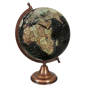 12 to 13" Black Unique Antiique Look Ocean World Globe Decorative Desktop Rotating Geography Earth Table Decor By Globes Hub-Perfect for Home, Office & Classroom