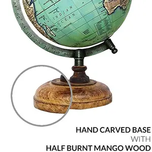 8" Unique Antiique Look Rotating Desktop Globe World Earth Ocean Table Decor Geography - Perfect for Home, Office & Classroom By Globes Hub