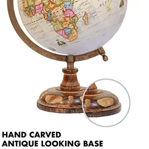 8" Antique Handcrafted Globe with Wooden Base (Multicolour) - Perfect for Home, Office & Classroom By Globes Hub