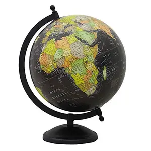 8" Decorative Rotating Globe Black Ocean World Geography Earth Home Decor - Perfect for Home, Office & Classroom By Globes Hub