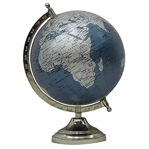 12 to 12.5" Unique Antiique Look Grayish Blue Decorative Big Ocean Geography Earth World Rotating Globe Office Table Decor By Globes Hub-Perfect for Home, Office & Classroom